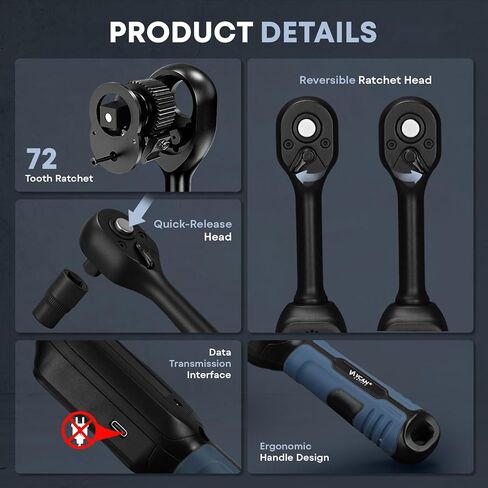 3/8 Torque Wrench Digital (5.02-99.6 Ft.Lb)±2% High accuracy Spark Plug Socket & Tire Inch Pound Torque Wrench 3/8 Drive with Buzzer and Colorful LED Indicator&Track Mode for Moto Auto Car in Kuwait