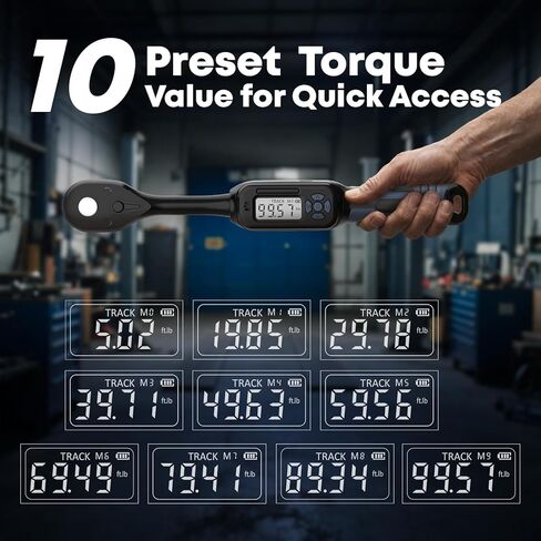 3/8 Torque Wrench Digital (5.02-99.6 Ft.Lb)±2% High accuracy Spark Plug Socket & Tire Inch Pound Torque Wrench 3/8 Drive with Buzzer and Colorful LED Indicator&Track Mode for Moto Auto Car in Kuwait