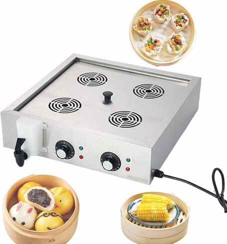 Automatic Temperature Control Electric Bun Steamer, 2/4/6 Hole Commercial Stainless Steel Restaurant Steamer Save Time and Energy Suitable for Fast Food Restaurants in Saudi Arabia