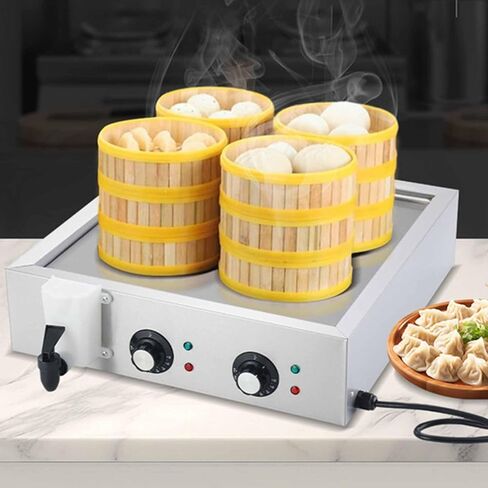 Automatic Temperature Control Electric Bun Steamer, 2/4/6 Hole Commercial Stainless Steel Restaurant Steamer Save Time and Energy Suitable for Fast Food Restaurants in Saudi Arabia