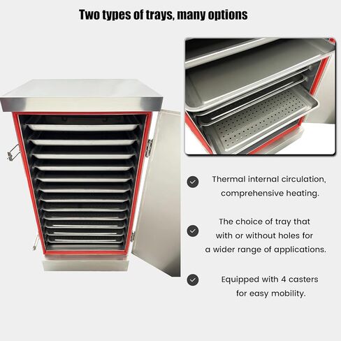 110V Commercial Electric Steaming Cabinet 12 Trays Multi-purpose Steam Warmer Cabinet 12000W 15.7"*23.6" Size of Tray 0.02Mpa Pressure Rice Steaming Box in Kuwait