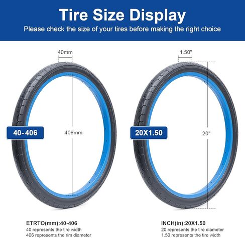 20x1.50 (40-406) Bike Tire 20 inch Bicycle tire Suitable for 20X1.5 20 x 1.50 City/Road/Commuter Folding Replacement Bike Tire (Single) in Saudi Arabia