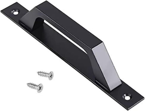 1PC Heavy-Duty Black Iron Barn Door Pull Handle - Sliding Gate Hardware for Garage, Shed & Furniture in Saudi Arabia