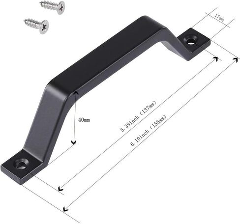 1PC Heavy-Duty Black Iron Barn Door Pull Handle - Sliding Gate Hardware for Garage, Shed & Furniture in Saudi Arabia