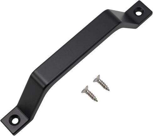 1PC Heavy-Duty Black Iron Barn Door Pull Handle - Sliding Gate Hardware for Garage, Shed & Furniture in Saudi Arabia