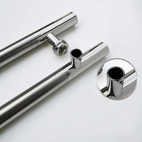 Sliding Barn Door Handle, Glass Door Handle Indoor and Outdoor Stainless Steel Metal Door Handle Bathroom Push Pull Door Handle, Silver-1000×800mm in Saudi Arabia