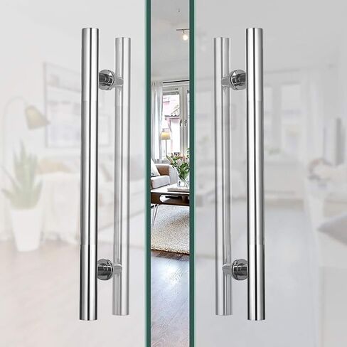 Sliding Barn Door Handle, Glass Door Handle Indoor and Outdoor Stainless Steel Metal Door Handle Bathroom Push Pull Door Handle, Silver-1000×800mm in Saudi Arabia