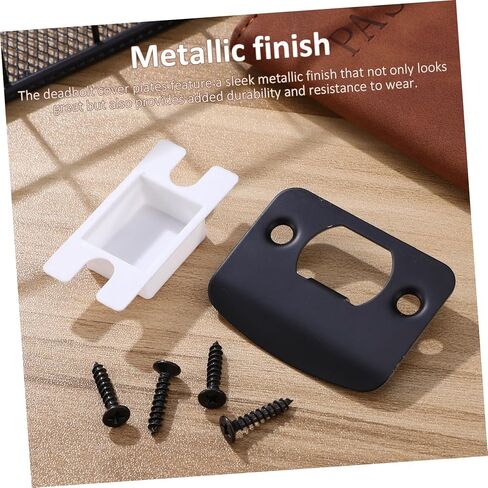 Holibanna 4 قطع ديدبولت سترايك لوحة مجموعة أغطية تقوية الأبواب المعدنية مسامير على شكل حرف D حشو فتحة القفل لتعزيز الأمان مناسبة للأبواب الداخلية in Kuwait