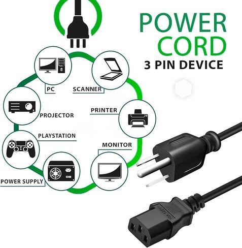 كابل سلك طاقة تيار متردد بطول 5 أقدام متوافق مع مكبر صوت يعمل بالطاقة Rockville RPG2X10 RPG2X15 ذو 3 شقوق in Kuwait