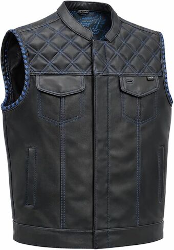 First Mfg Co Sinister Leather Motorcycle Vest for Men Riding Club Biker Vest with Conceal Carry Pocket and Contrast Stitch in Saudi Arabia