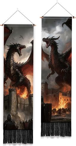 PLIGREAT 2 Pack Gothic Insects Vertical Tapestry, Abstract Reverse Color Insects Wall Tapestry with Tassels Long Narrow Wall Hanging for Bedroom Living Room Home Art Decor, 52" x 13"/130 x 33cm in Saudi Arabia