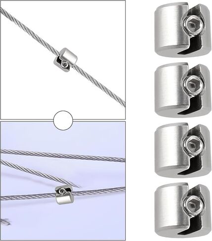 4PCS Wire Rope Fixing Clip M4x2mm 316 Stainless Steel Stop Clamp 10x8mm with Wrench for Tension The Rope for Fixing Balcony Furniture Tightening Ropes in Saudi Arabia