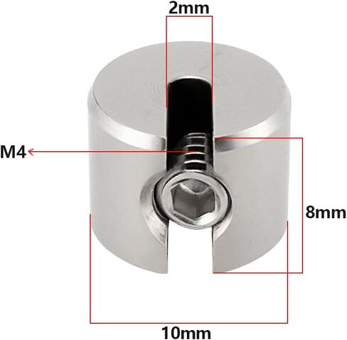 4PCS Wire Rope Fixing Clip M4x2mm 316 Stainless Steel Stop Clamp 10x8mm with Wrench for Tension The Rope for Fixing Balcony Furniture Tightening Ropes in Saudi Arabia