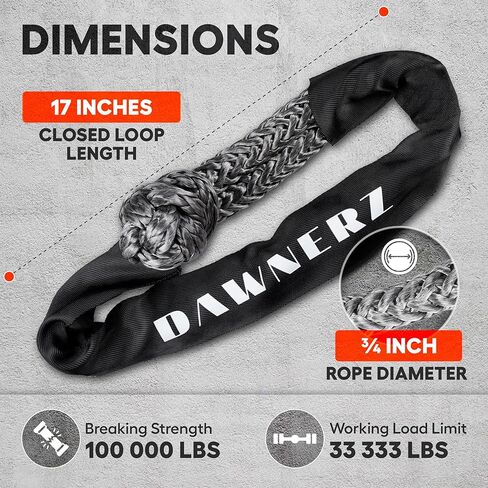100,000 lb Soft Shackle 3/4" UHMWPE | Recovery Connector with Chafe Sleeve for Tow Straps, Kinetic Ropes & Winch Lines in Saudi Arabia