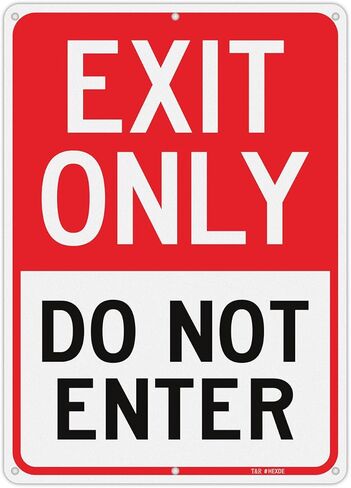 T&R Large Exit Only Do Not Enter Sign - 1 Pack - 14 x 10 Inches Rust Free .040 Aluminum Reflective - UV Protected, Waterproof, Weatherproof and Fade Resistant - 6 Pre-drilled Holes in Saudi Arabia