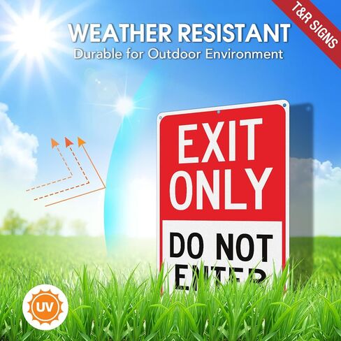 T&R Large Exit Only Do Not Enter Sign - 1 Pack - 14 x 10 Inches Rust Free .040 Aluminum Reflective - UV Protected, Waterproof, Weatherproof and Fade Resistant - 6 Pre-drilled Holes in Saudi Arabia