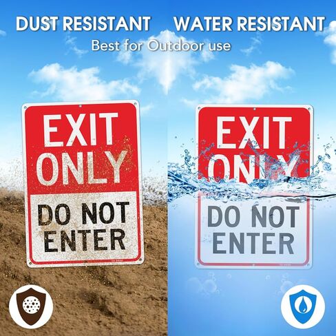 T&R Large Exit Only Do Not Enter Sign - 1 Pack - 14 x 10 Inches Rust Free .040 Aluminum Reflective - UV Protected, Waterproof, Weatherproof and Fade Resistant - 6 Pre-drilled Holes in Saudi Arabia