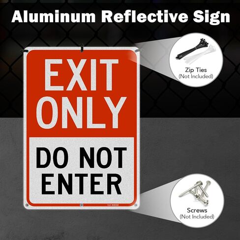T&R Large Exit Only Do Not Enter Sign - 1 Pack - 14 x 10 Inches Rust Free .040 Aluminum Reflective - UV Protected, Waterproof, Weatherproof and Fade Resistant - 6 Pre-drilled Holes in Saudi Arabia