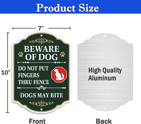 2 Pack Beware of Dog Sign, Do Not Put Fingers Thru Fence, 10 x 7 inch Rust Free Aluminum Sign, Weather Resistant, Waterproof, Durable Ink, Easy to Install in Kuwait