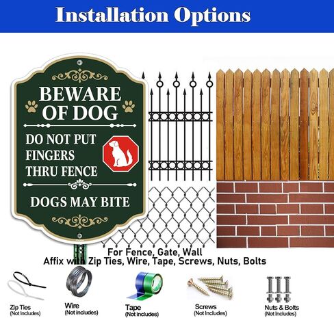 2 Pack Beware of Dog Sign, Do Not Put Fingers Thru Fence, 10 x 7 inch Rust Free Aluminum Sign, Weather Resistant, Waterproof, Durable Ink, Easy to Install in Kuwait