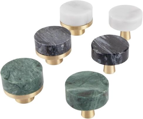 مقبض سحب نحاسي لخزانة المطبخ درج فتحة واحدة أخضر 1 قطعة (1-رخام أبيض) in Kuwait