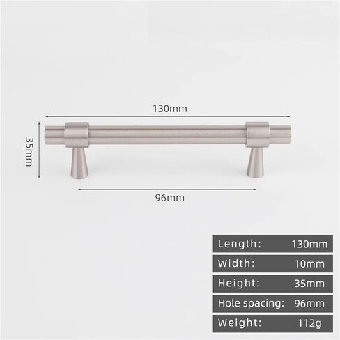 خزانة مطبخ على شكل حرف T من النيكل المصقول مقبض كروم من النحاس الصلب بطول 265 مم قطعة واحدة (8873-96-نيكل) in Kuwait