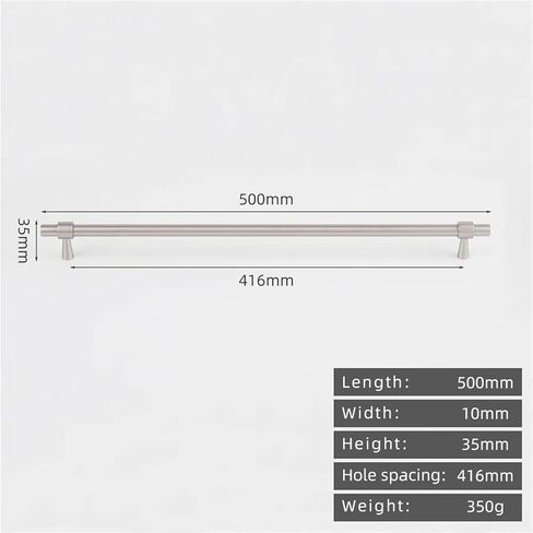 خزانة مطبخ على شكل حرف T من النيكل المصقول مقبض كروم من النحاس الصلب بطول 265 مم قطعة واحدة (8873-416-نيكل) in Kuwait