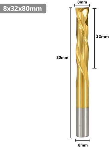 2 Flute Up Down Spiral End Mill CNC Router Bit 3.175/4/6/8/10mm Shank Tianium Coated Carbide End Mill for Wood Carving Engraving Grinding in Saudi Arabia
