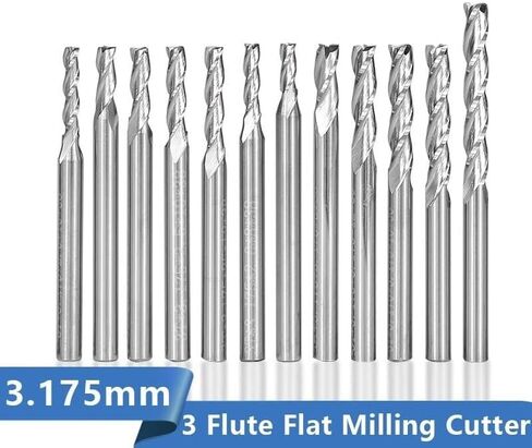 1pcs Tungsten Carbide Flat End Mill Cutter 3.175mm Shank Flat Milling Cutter 3 Flute CNC Router Bit Spiral Milling Bit for MDF Acrylic Wood Aluminum Cutting in Saudi Arabia