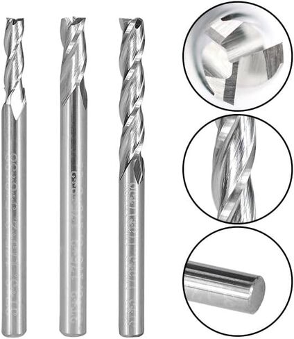 1pcs Tungsten Carbide Flat End Mill Cutter 3.175mm Shank Flat Milling Cutter 3 Flute CNC Router Bit Spiral Milling Bit for MDF Acrylic Wood Aluminum Cutting in Saudi Arabia