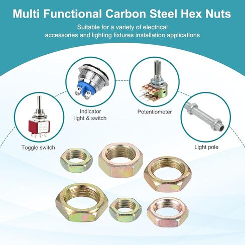 PATIKIL M14x1.5x7mm Steel Hex Nuts, 10Pcs Metric Fine Thread Carbon Steel Finished Hardware Screw Nuts Fasteners for Machinery Manufacturing Industrial Use, 19mm Width Color Zinc in Saudi Arabia