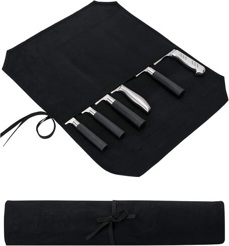 HERSENT Chef’s Knife Roll Case, Waxed Canvas Cutlery Knives Holders Protectors, Home Kitchen Cooking Tools And Utensils Wrap Bag Wallet, Multi-Purpose Brush Roll Bag, Travel Tool Roll Pouch in Kuwait