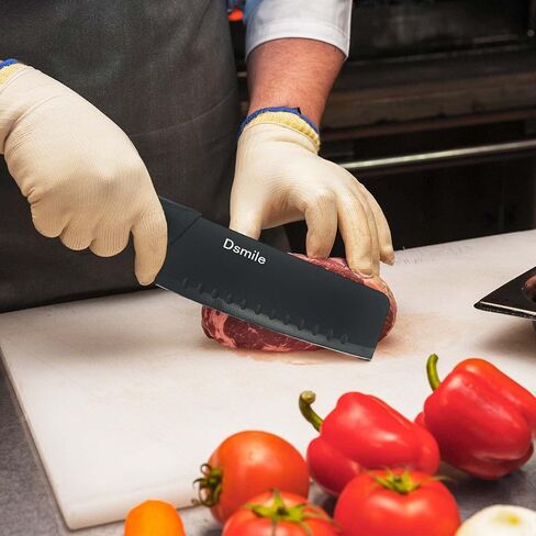 Dsmile 4 PCS Kitchen Knife Set,Black Stainless Steel Knives with Knife Covers,Non-Stick Coated Stainless Steel Blades for Cutting,Slicing & Dicing in Kuwait