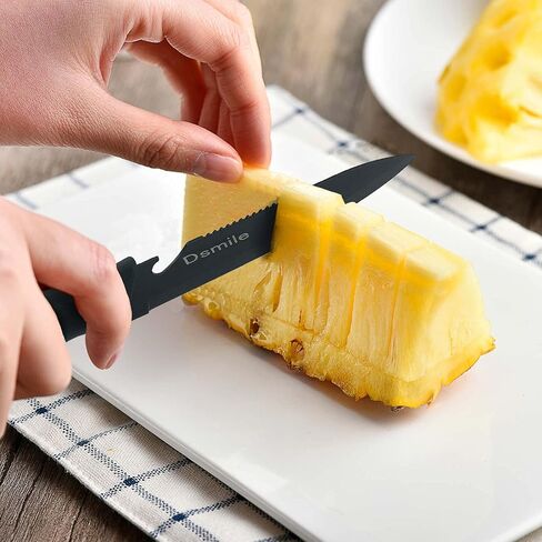 Dsmile 4 PCS Kitchen Knife Set,Black Stainless Steel Knives with Knife Covers,Non-Stick Coated Stainless Steel Blades for Cutting,Slicing & Dicing in Kuwait