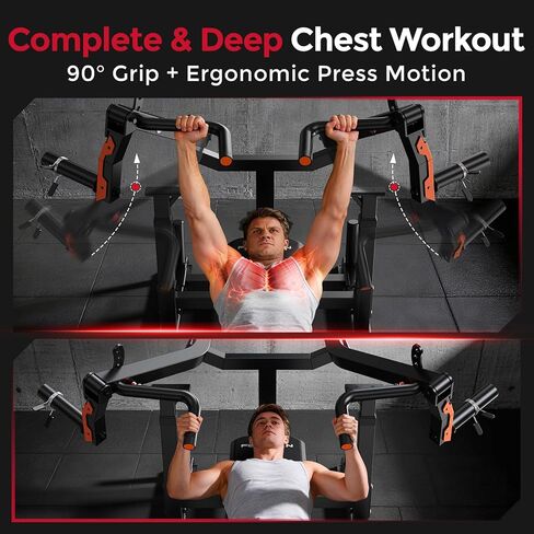 آلة ضغط الصدر من FEIERDUN SO2 Strength Studio، آلة ضغط مقاعد البدلاء مع أذرع متقاربة لصالة الألعاب الرياضية المنزلية، أذرع رافعة قابلة للتعديل مع 4 أوضاع، تصميم فريد لضبط المقعد، معدات تدريب القوة in Kuwait