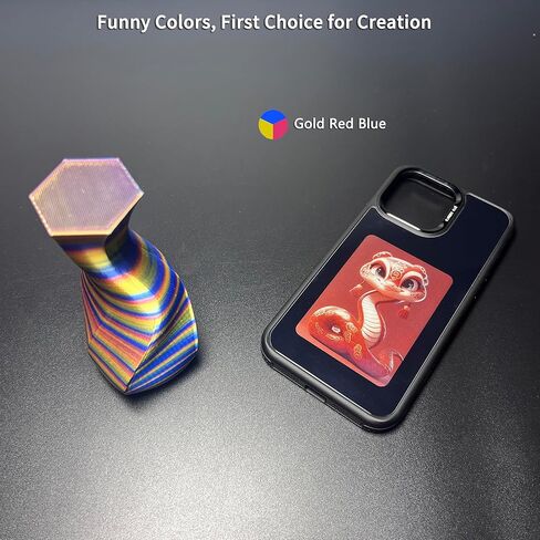 خيوط طابعة ثلاثية الأبعاد من Insane Deal، تتغير الألوان بسرعة، خيوط الحرير بألوان قوس قزح Pla، أحمر ذهبي أزرق، خيوط Pla متعددة الألوان 1.75 مم ± 0.02 مم، بكرة Silk Pla 2.2 رطل in Kuwait