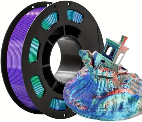 3D Printer Filament Triple Color Silk PLA Filament 1.75mm, 3D Printing Filament Like Rainbow Filament, 250g, Silk Green Purple Cooper. in Saudi Arabia