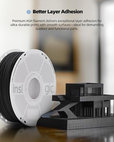 Inslogic ASA Filament 1.75 مم، خيوط طابعة ثلاثية الأبعاد مقاومة للأشعة فوق البنفسجية والطقس، عالية القوة ومقاومة للحرارة، طباعة سلسة مع تزييف منخفض، مثالية للاستخدام في الهواء الطلق، بكرة 1 كجم (2.2 رطل)، أبيض in Kuwait