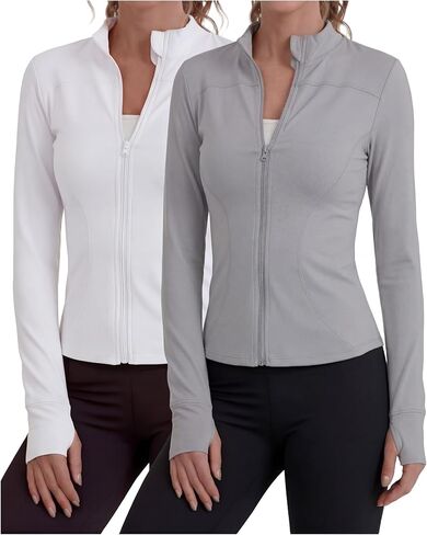 قطعتان من سترات الحماية من أشعة الشمس بعامل حماية من أشعة الشمس 50+ للسيدات، قميص رياضي خفيف الوزن وسحاب كامل وأكمام طويلة للمشي لمسافات طويلة in Kuwait