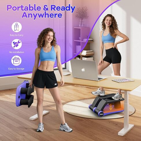 Air Compression Resistance Stepper – Adjustable Mini Stair Climber for Home Cardio Workout, Portable Stepper Machine with LCD Display, 5-Level Adjustable Resistance, Non-Slip Pedals (Red and Black) in Kuwait