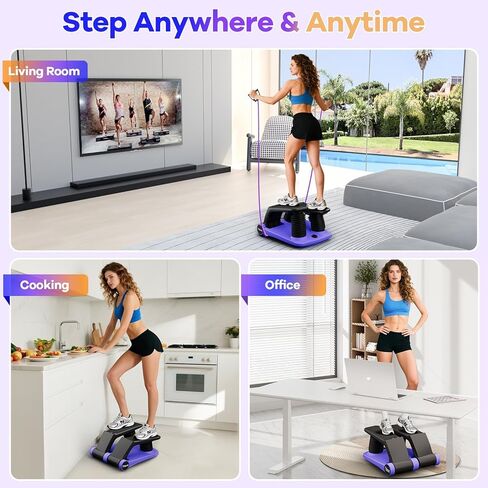 Air Compression Resistance Stepper – Adjustable Mini Stair Climber for Home Cardio Workout, Portable Stepper Machine with LCD Display, 5-Level Adjustable Resistance, Non-Slip Pedals (Red and Black) in Kuwait