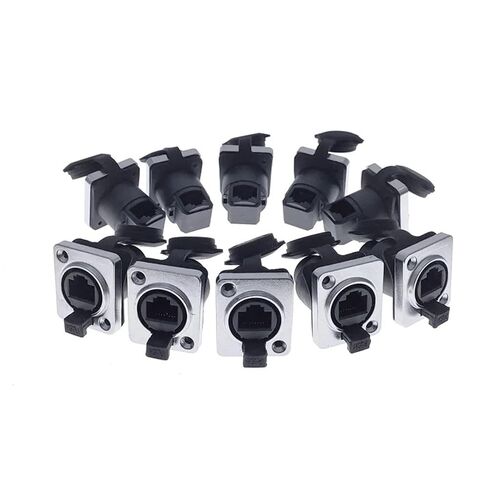10Piece RJ45 Network Connector with Rubber Cover 8P8C D Type Panel Mount SocketA(10xStraight Socket) in Saudi Arabia