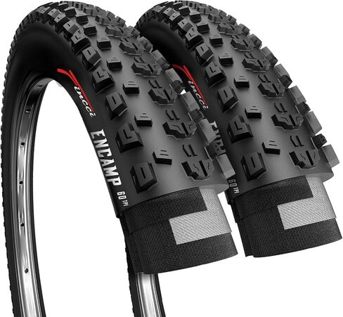 Fincci MTB 26x1.95 Bike Tire - XC Knobby 26 inch Bike Tires - 50-559 Black Foldable Mountain Tires with Kevlar - 26" Wheelset for Electric, Folding, Enduro, Offroad, Hybrid Bikes, MTB Accessories in Saudi Arabia