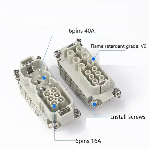 Heavy Duty Connector 12 Core HWK-006/6 40A+16A Power Signal Aviation Socket 1Pcs(Side line) in Saudi Arabia