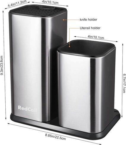 RedCall Kitchen Knife Holder,Stainless Steel Universal Knife Block Without Knives for Countertop,Modern Knife Utensil Holder for Counter,Edge-Protect Knife Storage Organizer (Stainless Steel (Silver)) in Saudi Arabia