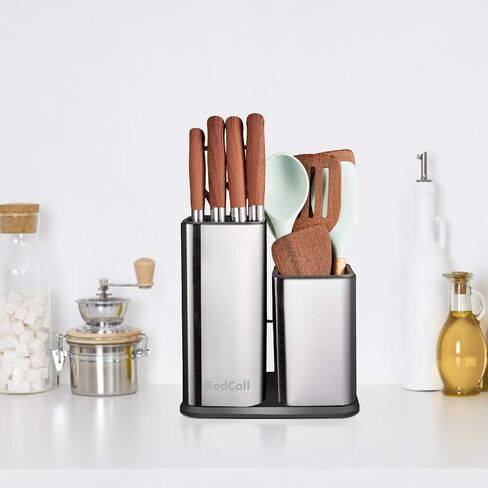 RedCall Kitchen Knife Holder,Stainless Steel Universal Knife Block Without Knives for Countertop,Modern Knife Utensil Holder for Counter,Edge-Protect Knife Storage Organizer (Stainless Steel (Silver)) in Saudi Arabia
