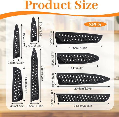 8 Pcs Universal Knife Guards Set, Plastic Safety Knife Covers Black Knives Sheath Blade Protector Kitchen Knives Sheath for Paring Utility Bread Chef Knifes in Saudi Arabia