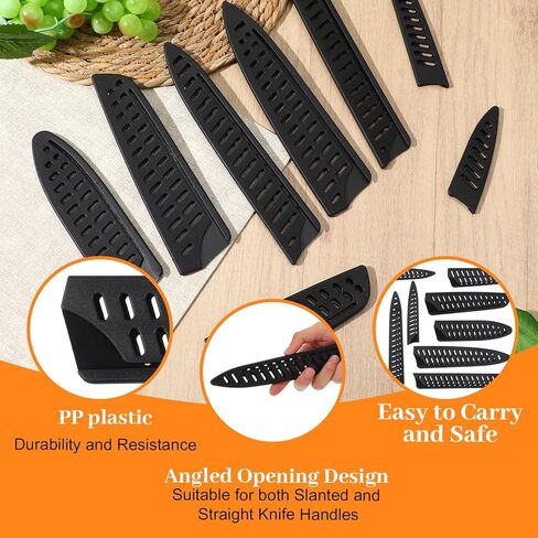 8 Pcs Universal Knife Guards Set, Plastic Safety Knife Covers Black Knives Sheath Blade Protector Kitchen Knives Sheath for Paring Utility Bread Chef Knifes in Saudi Arabia