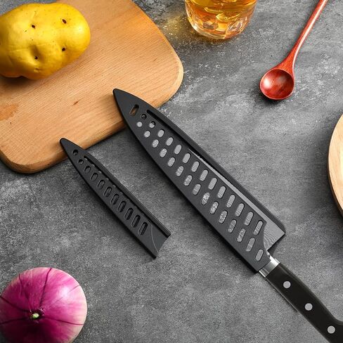 8 Pcs Universal Knife Guards Set, Plastic Safety Knife Covers Black Knives Sheath Blade Protector Kitchen Knives Sheath for Paring Utility Bread Chef Knifes in Saudi Arabia