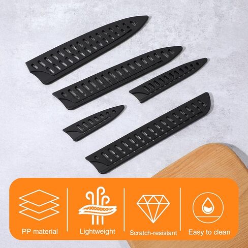 8 Pcs Universal Knife Guards Set, Plastic Safety Knife Covers Black Knives Sheath Blade Protector Kitchen Knives Sheath for Paring Utility Bread Chef Knifes in Saudi Arabia